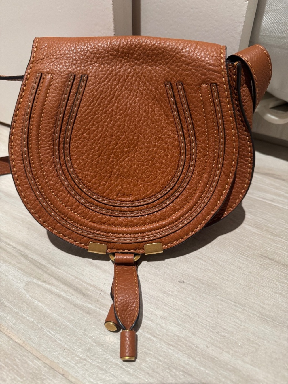 CHLOE SMALL MARCIE SADDLE BAG IN GRAINED LEATHER